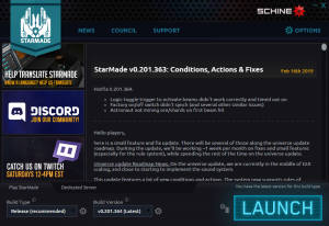 Screenshot of the StarMade Launcher