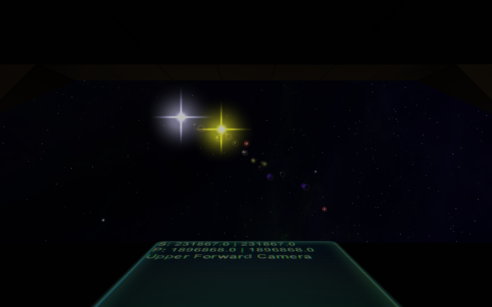 A rare sight of a binary system, with a white star and a yellow star.